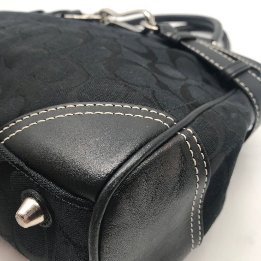 Coach Black Signature Canvas Hampton Belted Satchel Bag - Picture 9 of 12